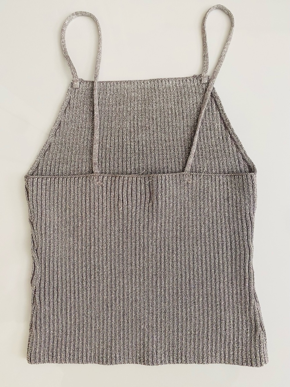 Silver shimmery Ribbed Camisole/Tank Top (cropped) - Picture 2 of 7